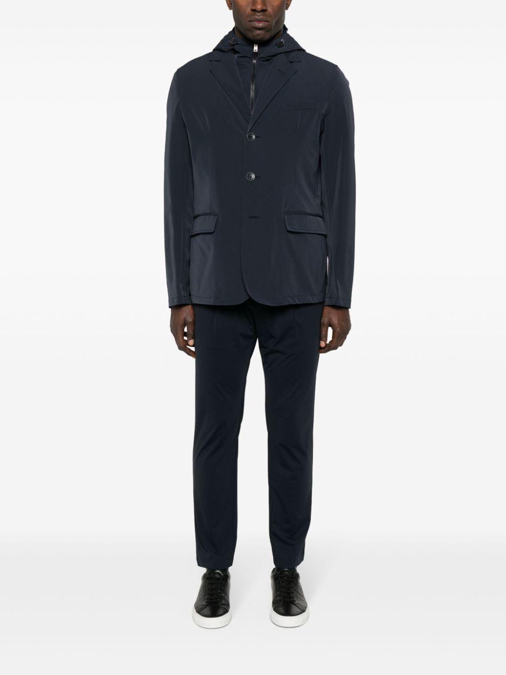 HERNO Pleat-detailing Straight-leg Trousers In Blue Product Image