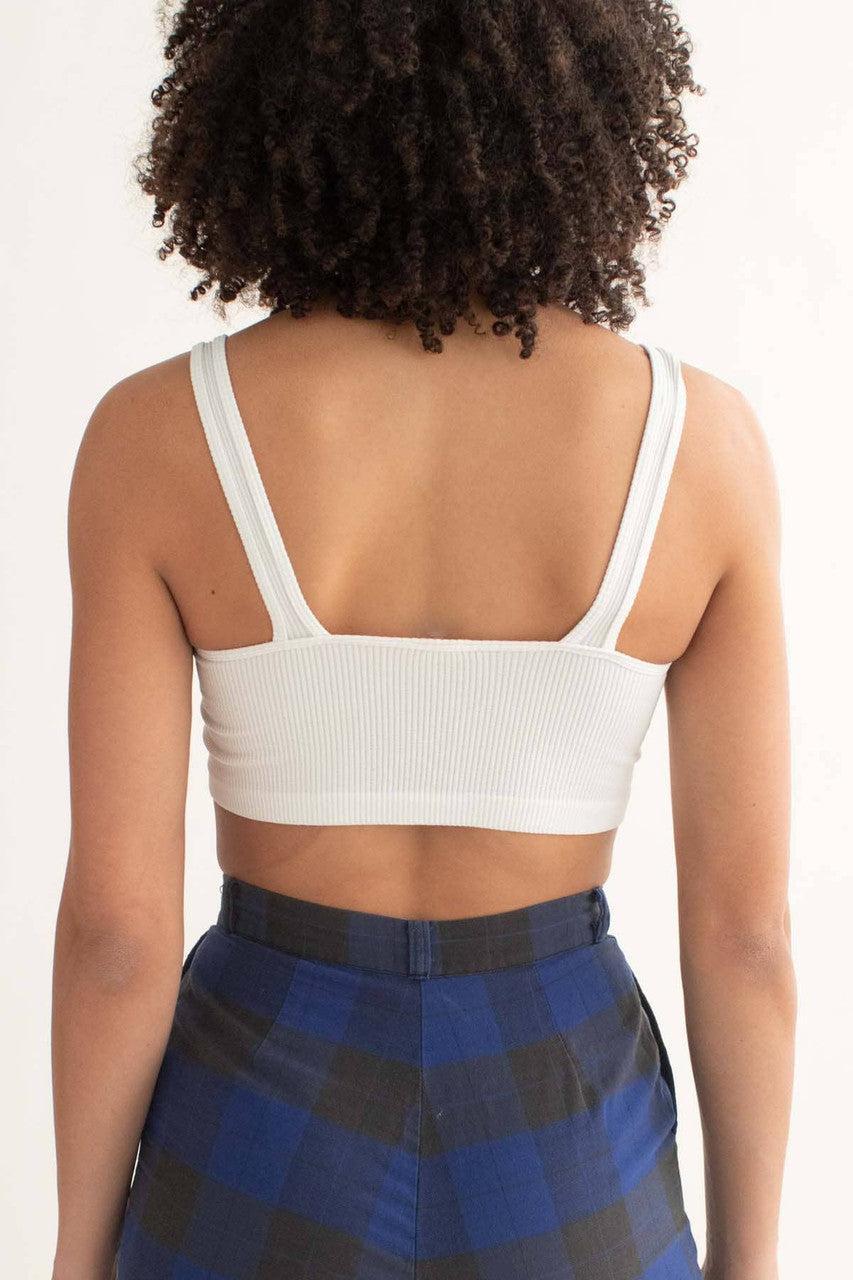 White Ribbed Seamless Bralette Product Image
