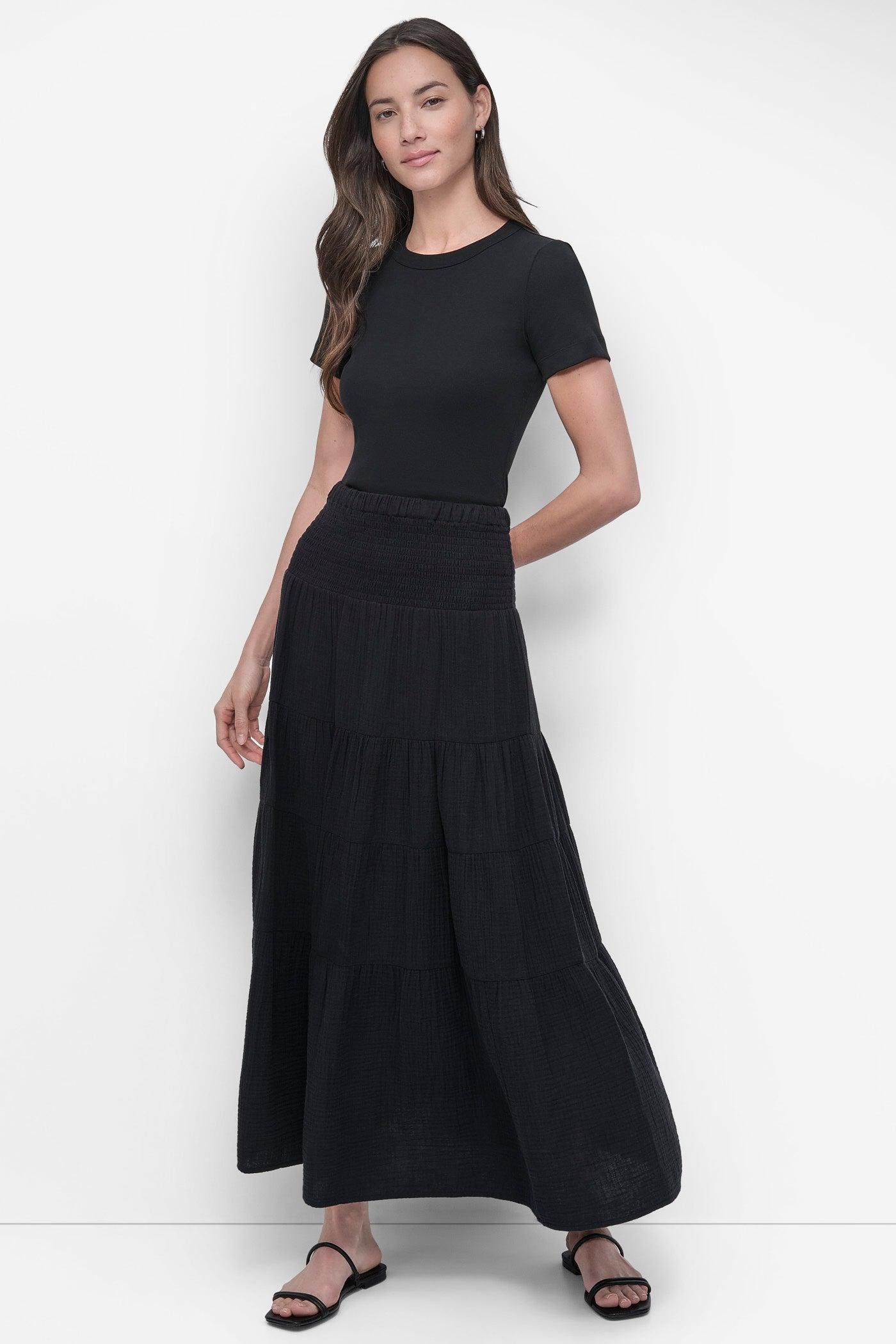 SMOCKED WAIST MIDI SKIRT Product Image