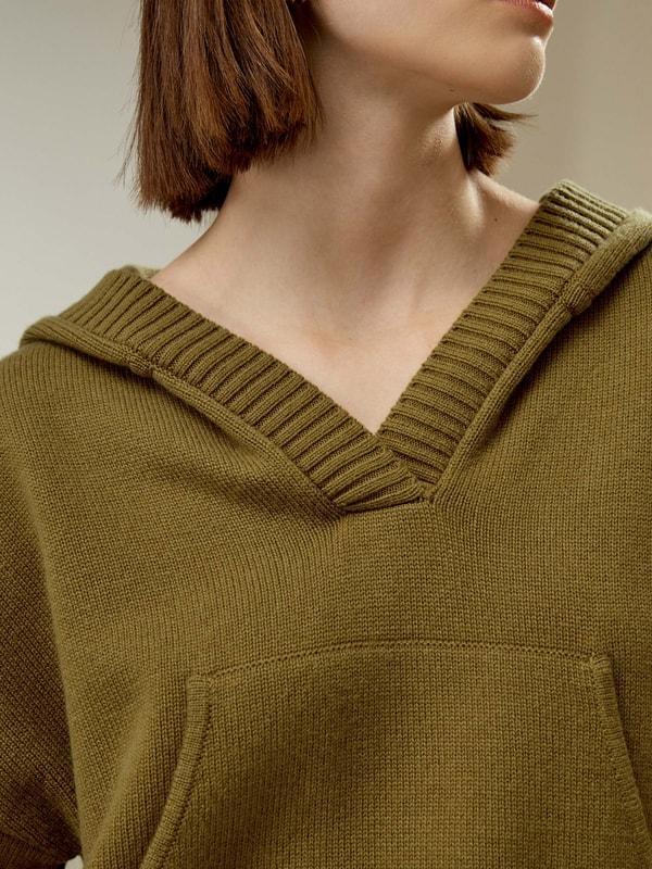 Cropped Wool-Cashmere Blend Hoodie Product Image