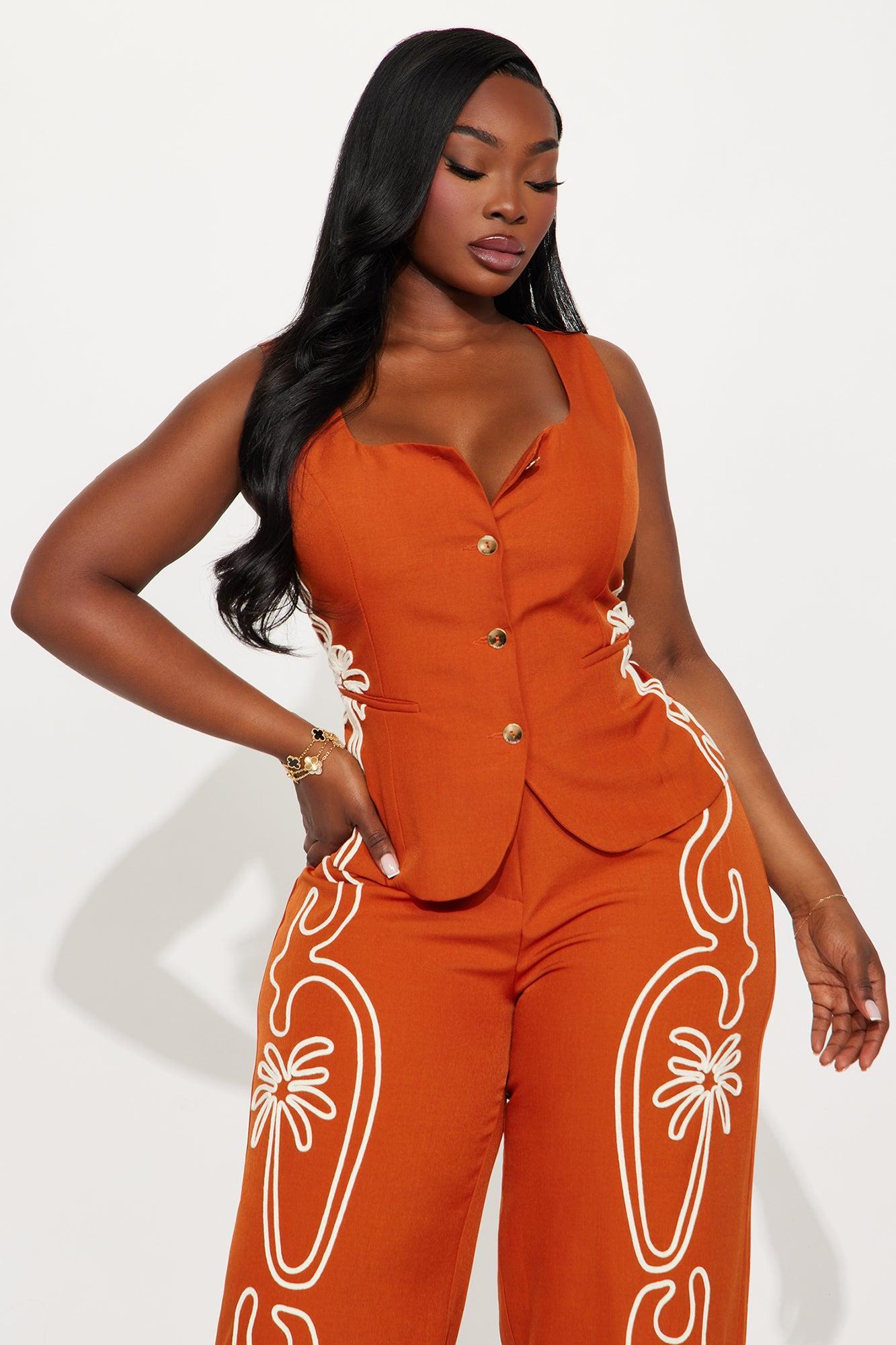 Iconic Attitude Vest Pant Set - Rust Product Image