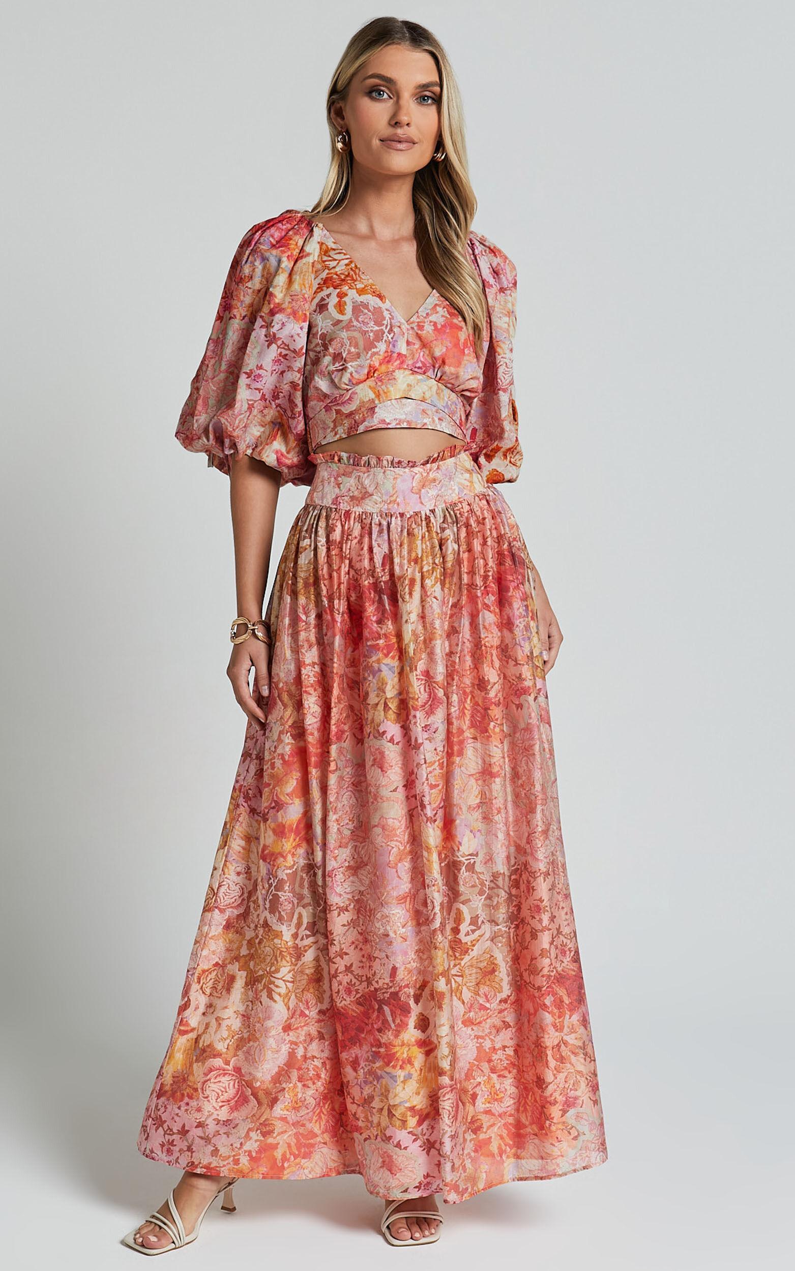 Amalie The Label - Valentina Paper Bag Gathered Waist Maxi Skirt in Morocco Print Product Image