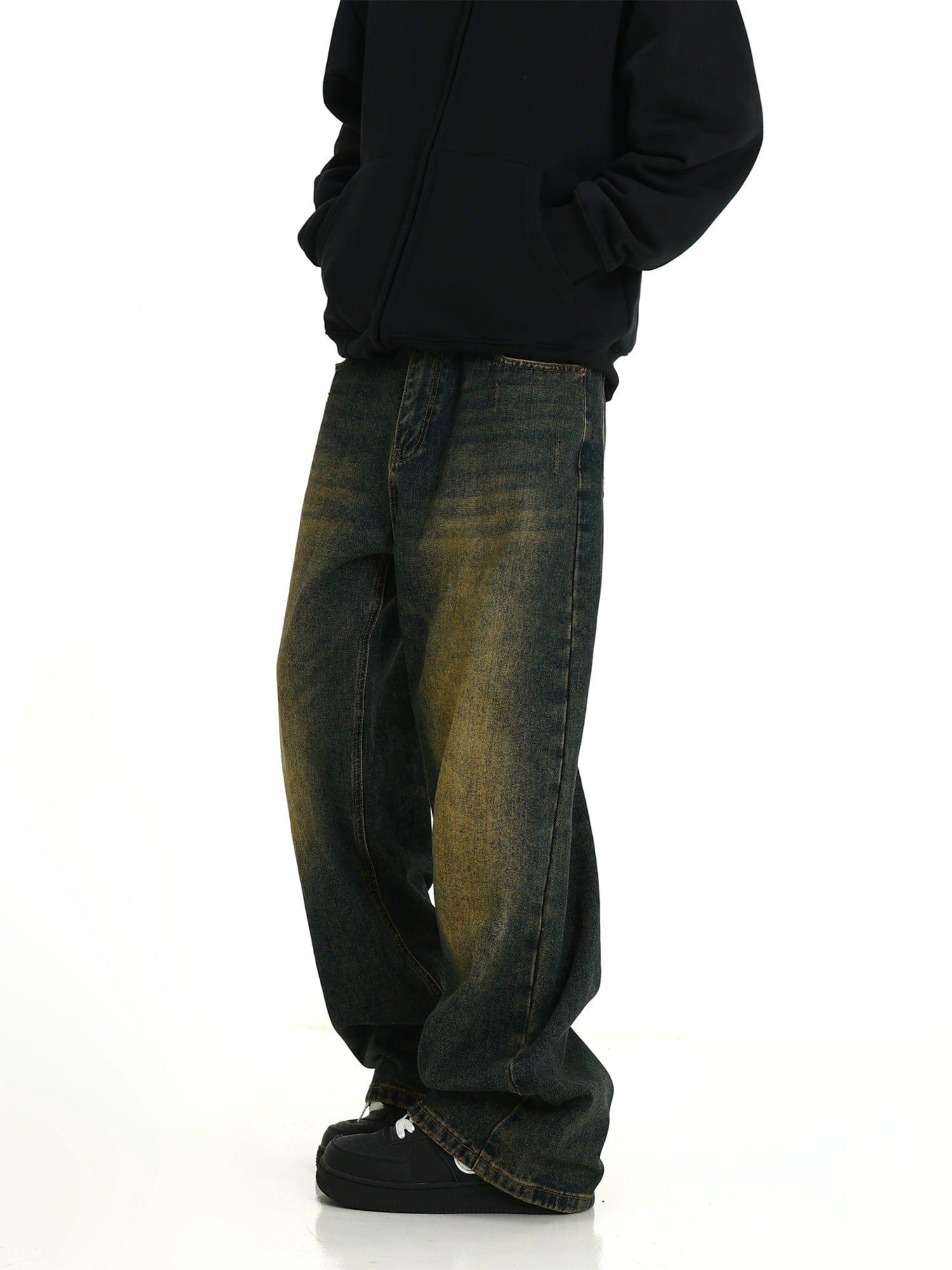 RT No. 10380 RETRO BLUE WIDE STRAIGHT DENIM JEANS Product Image