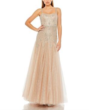 Mac Duggal Slim Strap Embellished Bustier Gown Product Image
