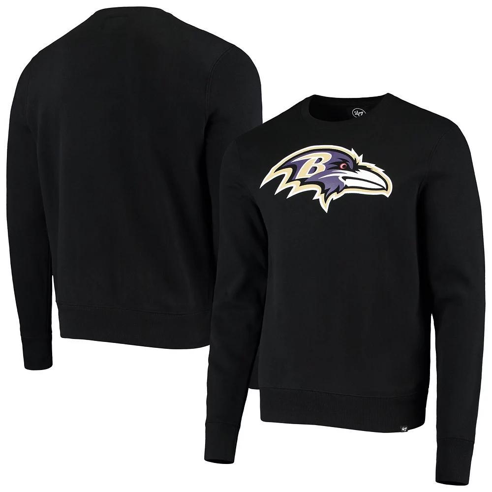 Men's '47 Black Baltimore Ravens Team Imprint Headline Pullover Sweatshirt, Size: XL Product Image
