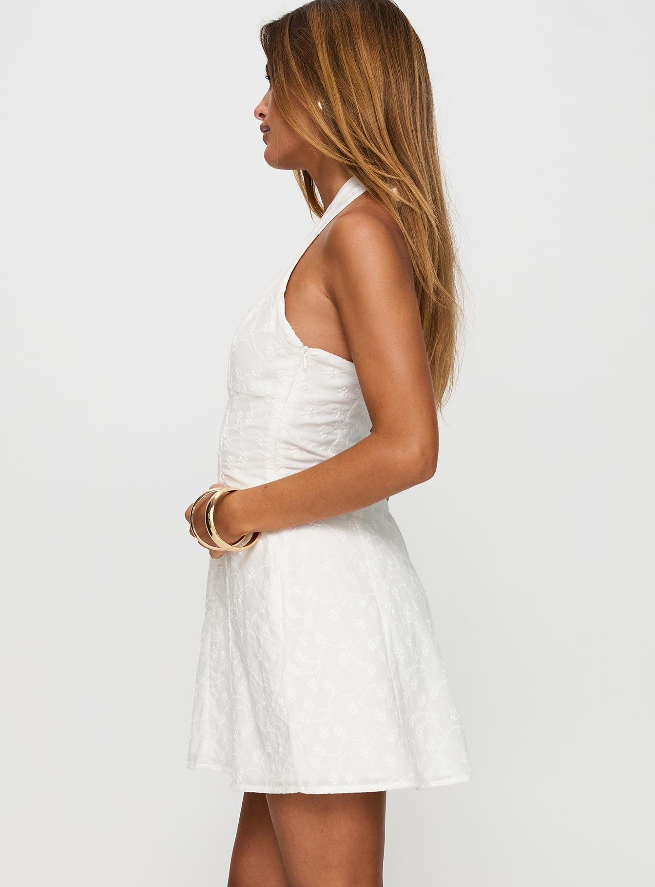 Lovelia Halter Embroidered Mini Dress White Product Image