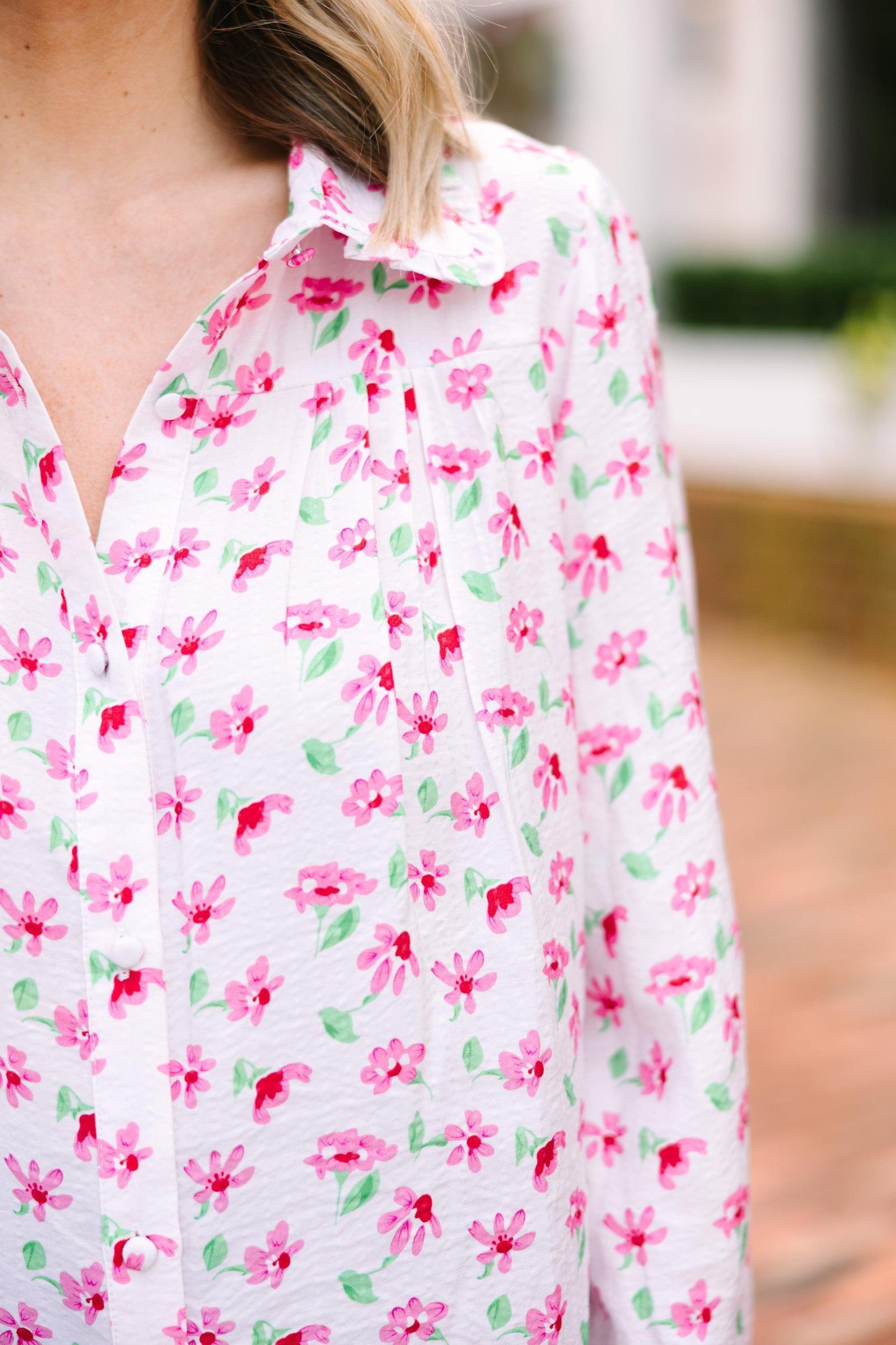 Do What You Love White Floral Blouse Female Product Image
