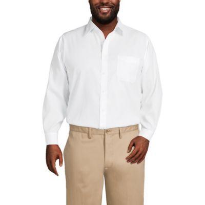 Lands End Mens Traditional Fit Solid No Iron Supima Pinpoint Straight Collar Dress Shirt Product Image
