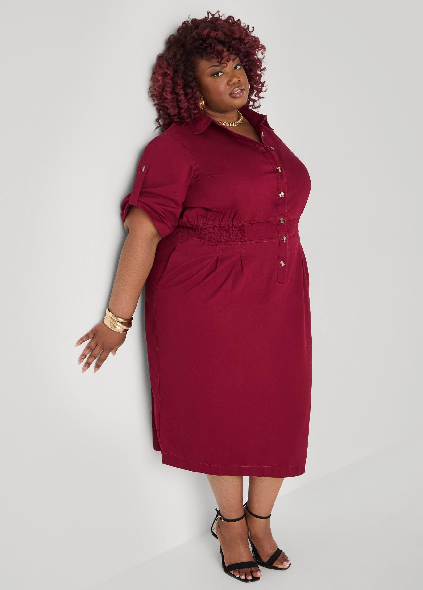 Cuffed Sleeve Denim Dress Product Image