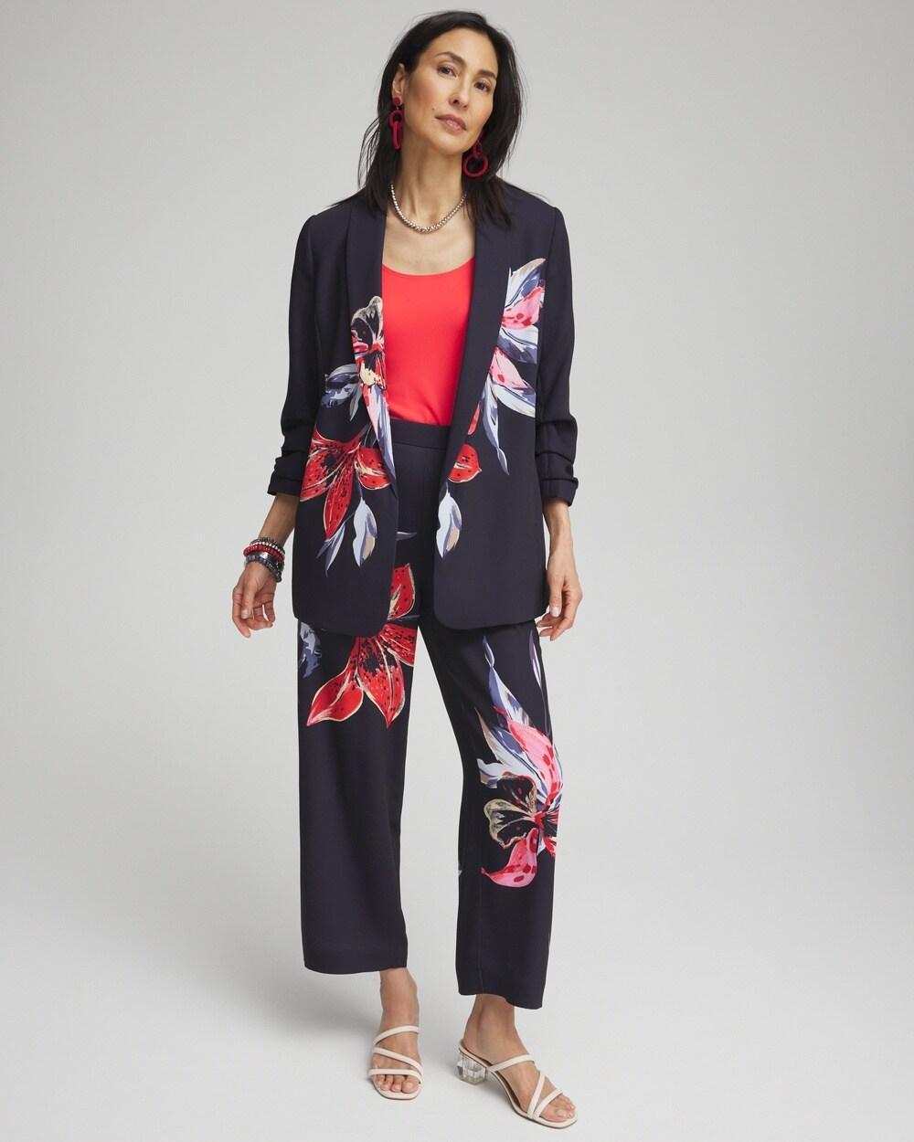 Floral Ruched Sleeve Soft Jacket Product Image