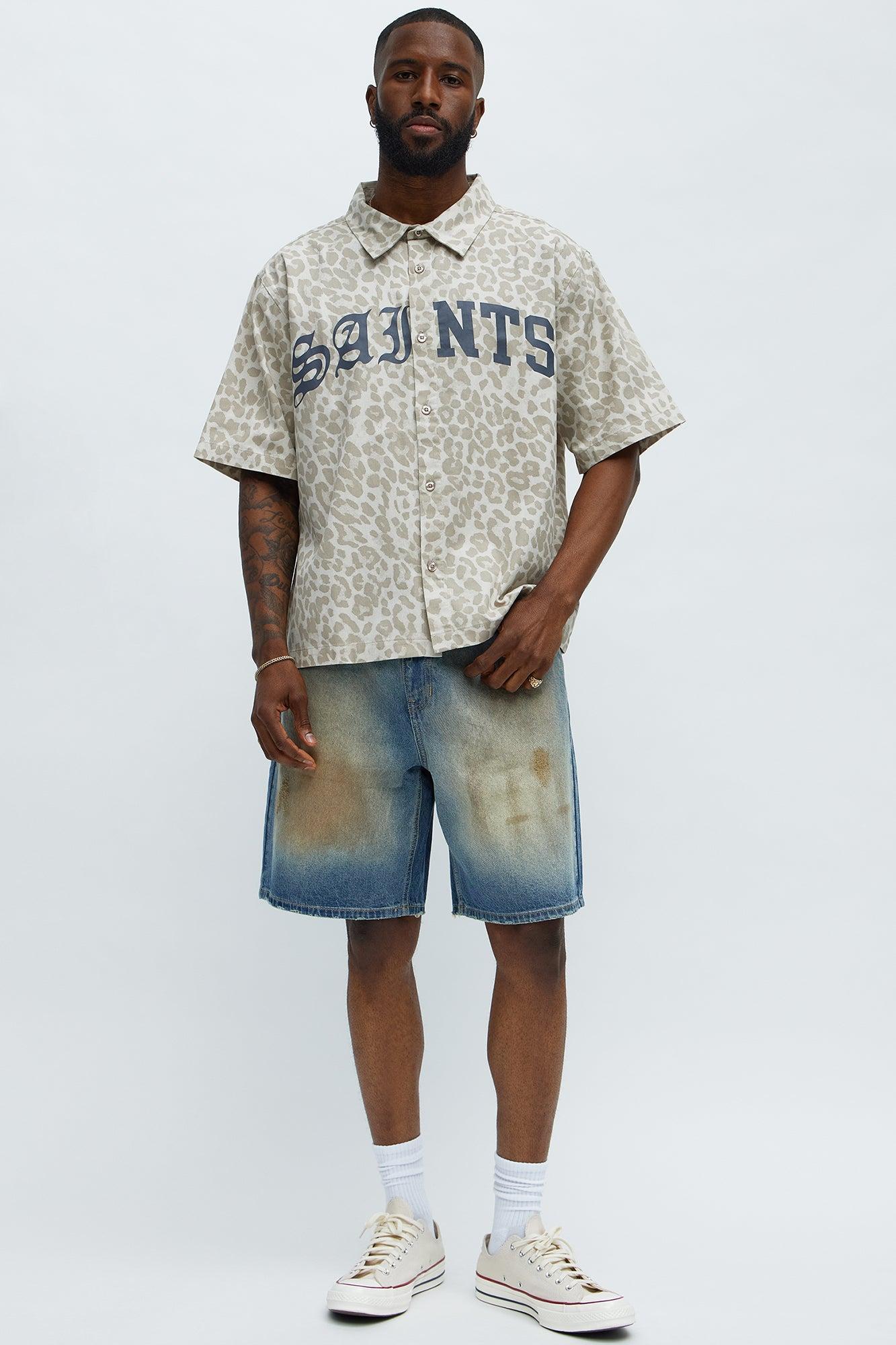 Relaxed Play Dirty Distressed Denim Shorts - Vintage Blue Wash Product Image
