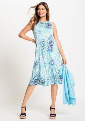 Olsen Womens Sleeveless Water Print Dress Product Image
