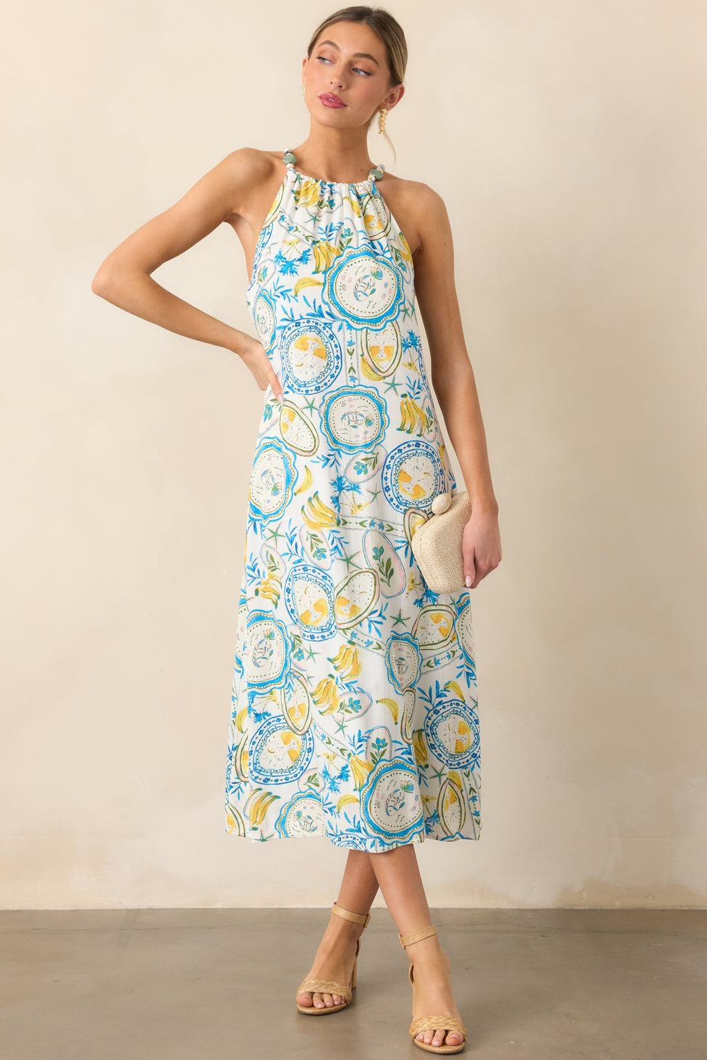 Sunlit Moments Ivory Halter Midi Dress Product Image
