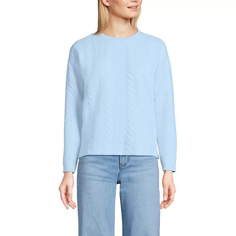 Women's Lands' End Quilted Cable Sweatshirt, Size: XL, Fresh Ivory Product Image