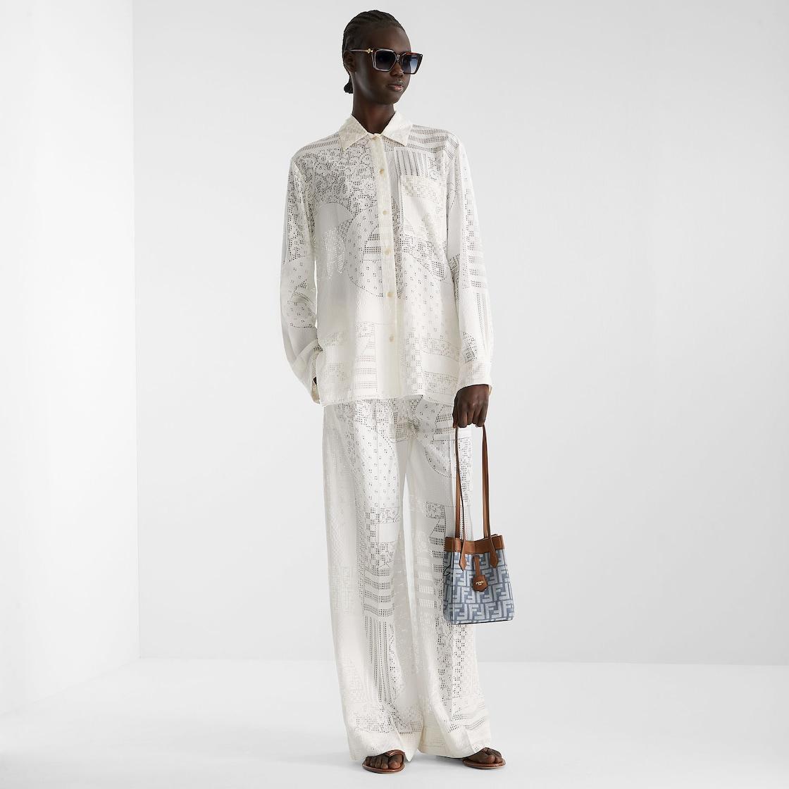 ShirtWhite viscose and silk burnout shirt Product Image
