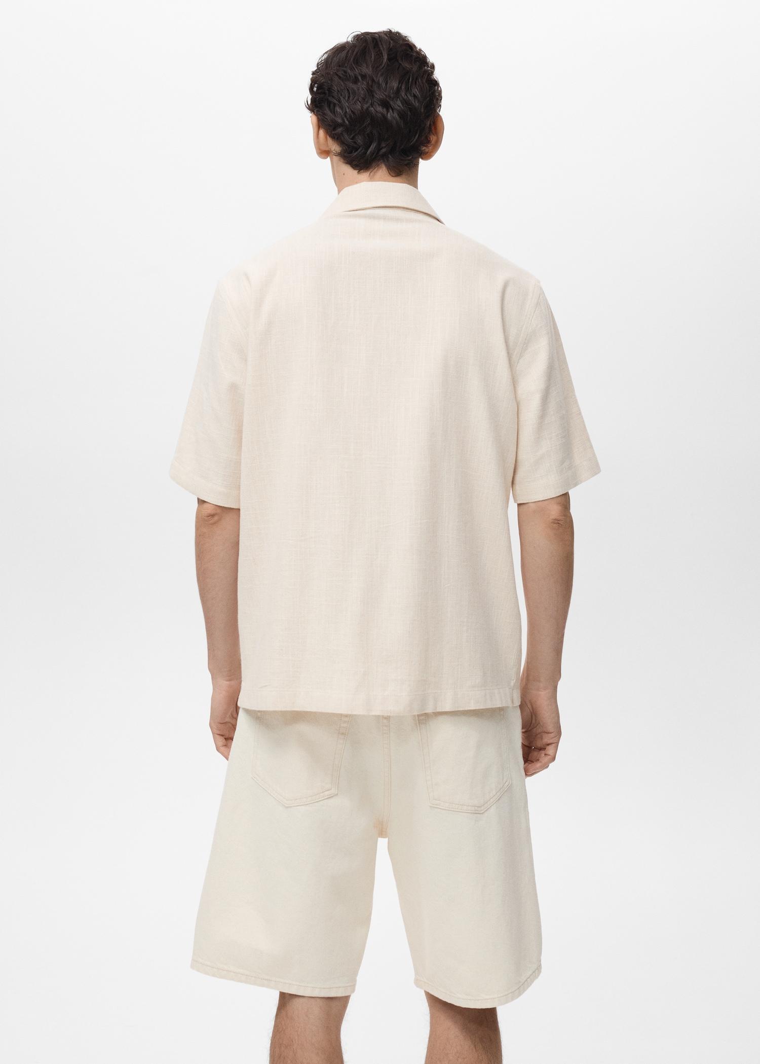 Cotton linen-blend regular-fit shirt - Men | MANGO USA Product Image