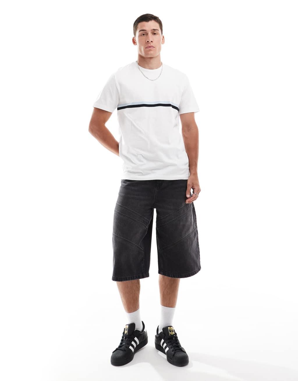 French Connection two stripe T-shirt in white Product Image