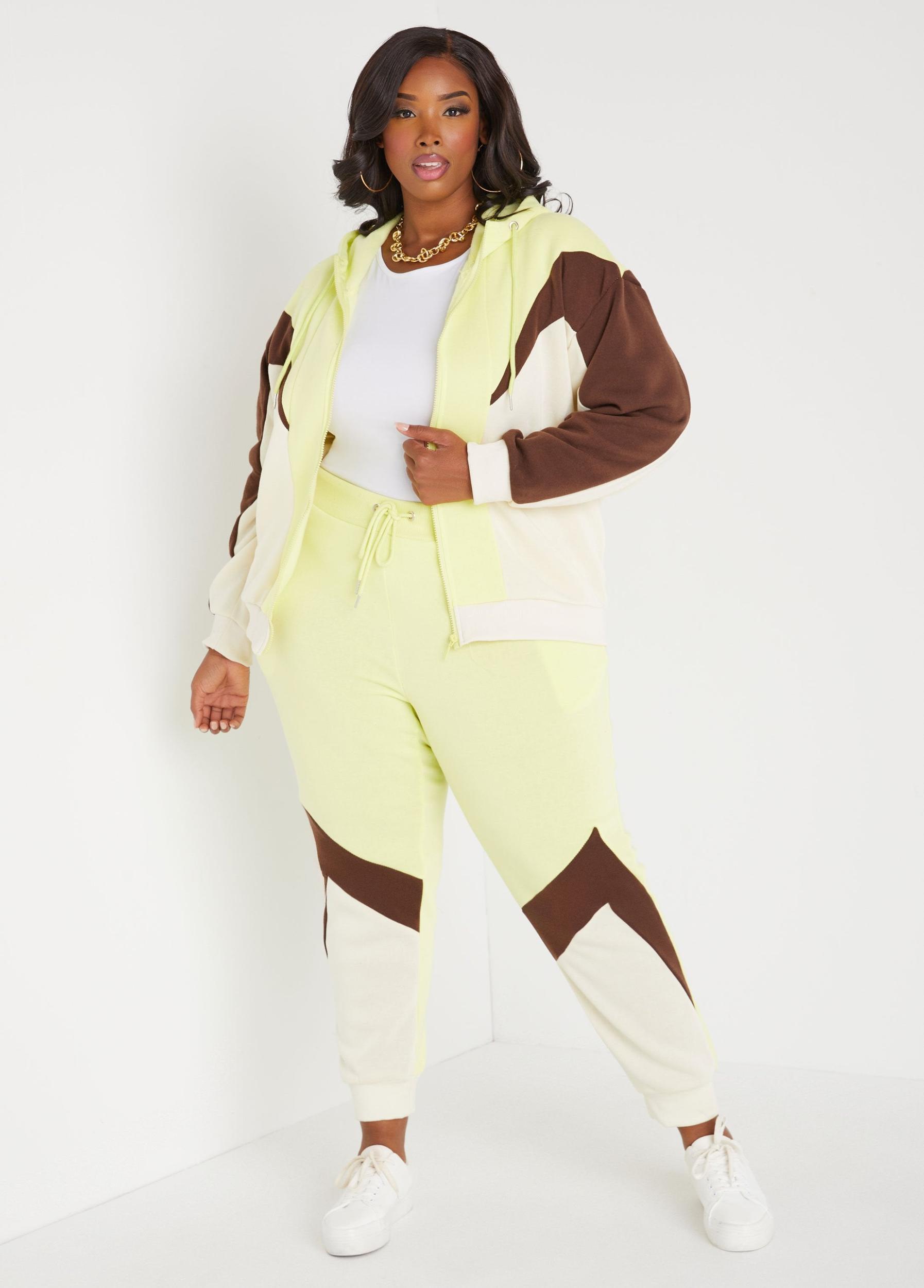 Plus Size Colorblock Fleece Hoodie Ashley Stewart Product Image