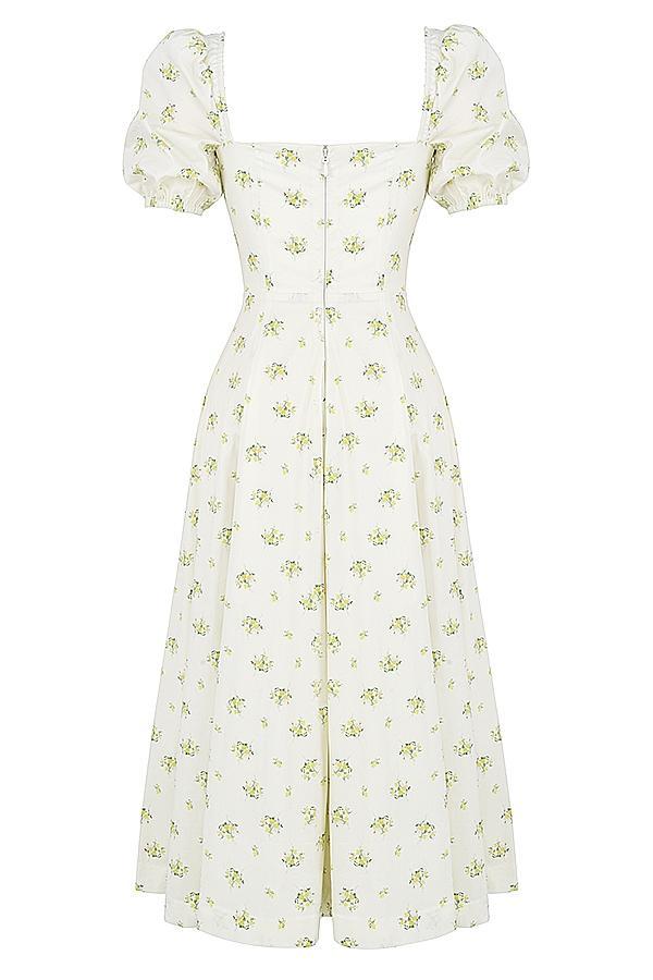 Tallulah Ivory Floral Puff Sleeve Midi Dress Product Image