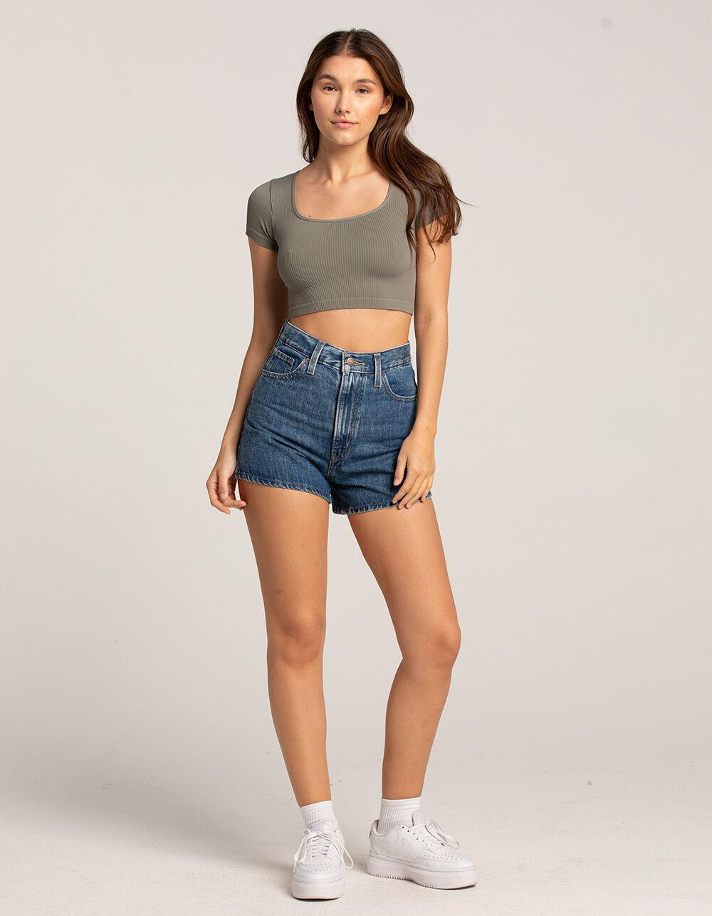 FULL TILT Seamless Square Neck Womens Crop Top Product Image