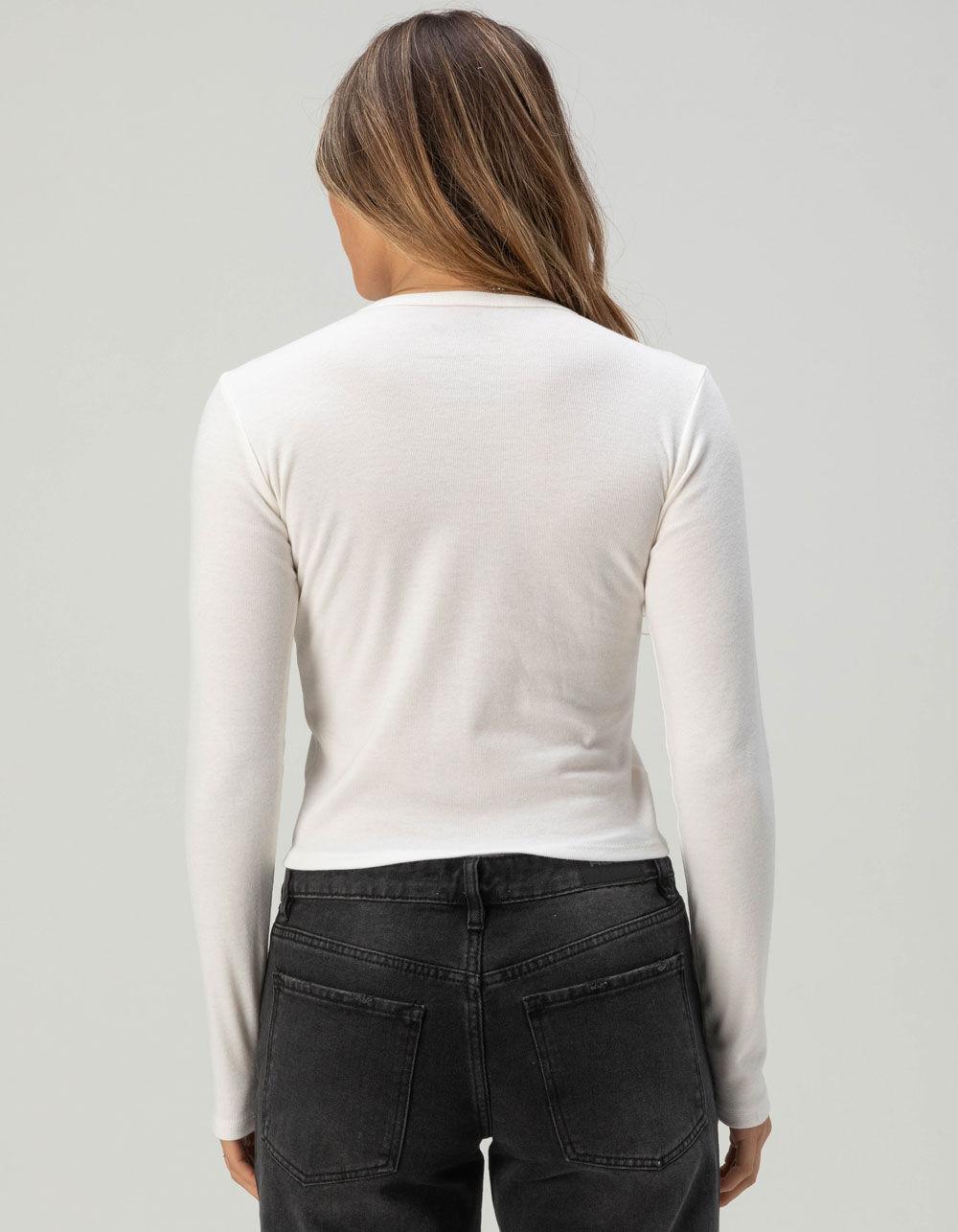 DISNEY Stitch Womens Long Sleeve Baby Tee - CREAM Product Image