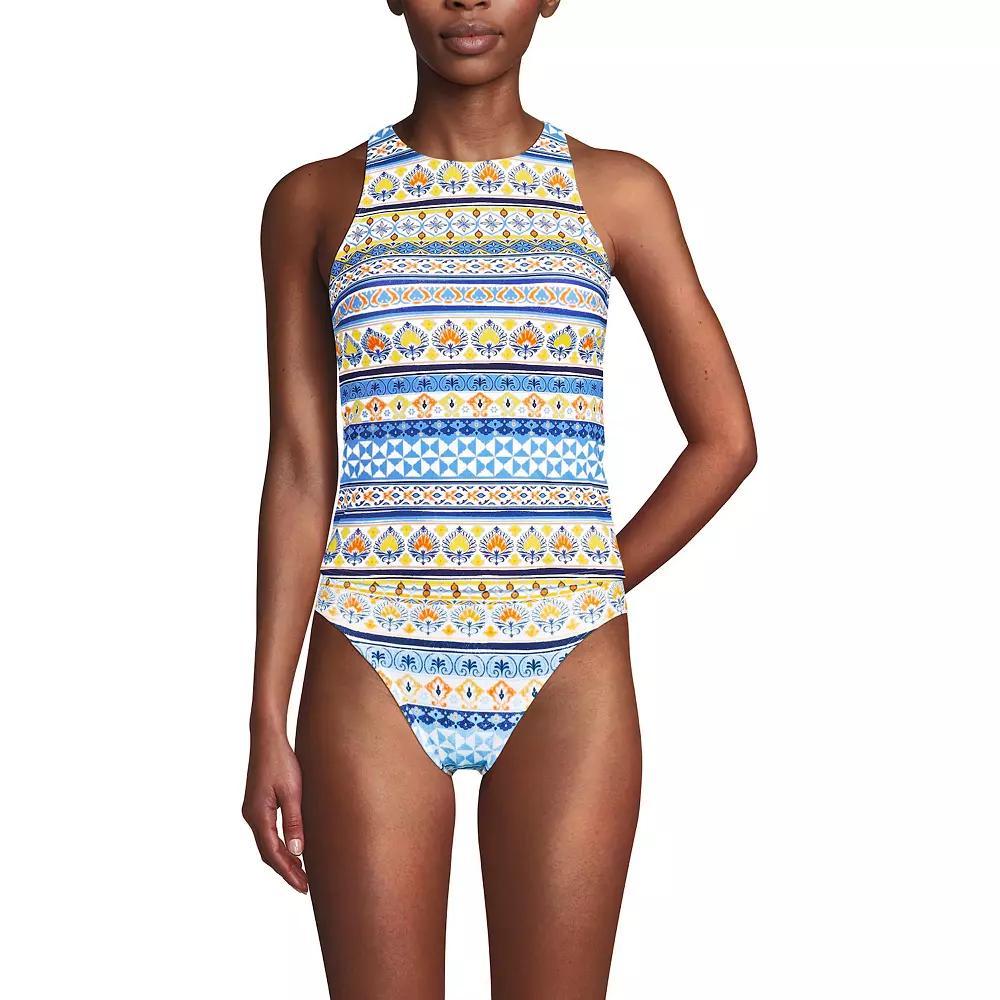 Petite Lands' End Tugless High Neck Strappy Back Tankini Swimsuit Top, Women's, Size: 8D, Wild Purple Product Image