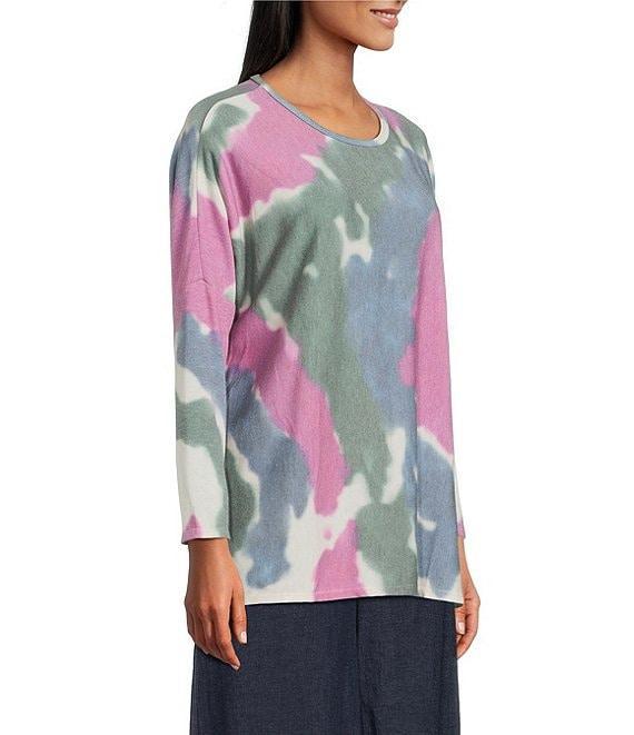M Made in Italy Tie Dye Scoop Neck Long Sleeve Knit Top Product Image