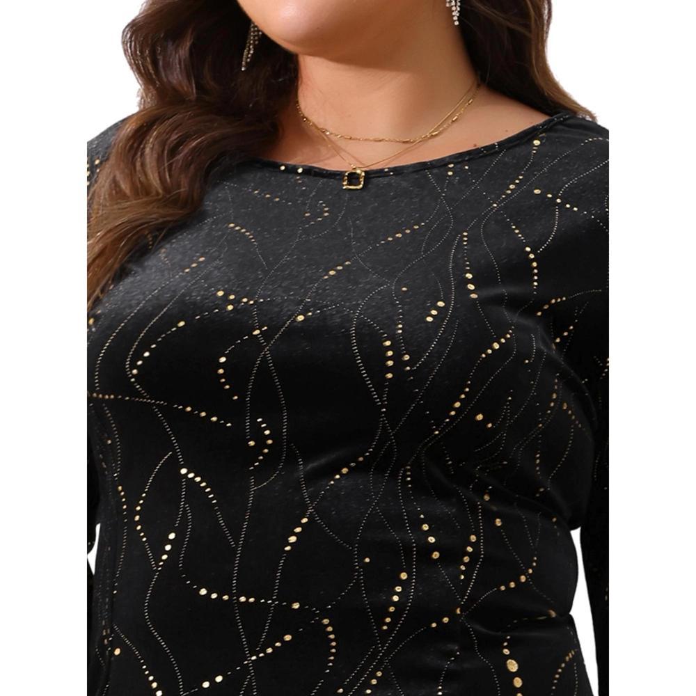 Agnes Orinda Women's Plus Size Mermaid Round Neck High Low Hem Maxi Velvet Formal Dresses Product Image