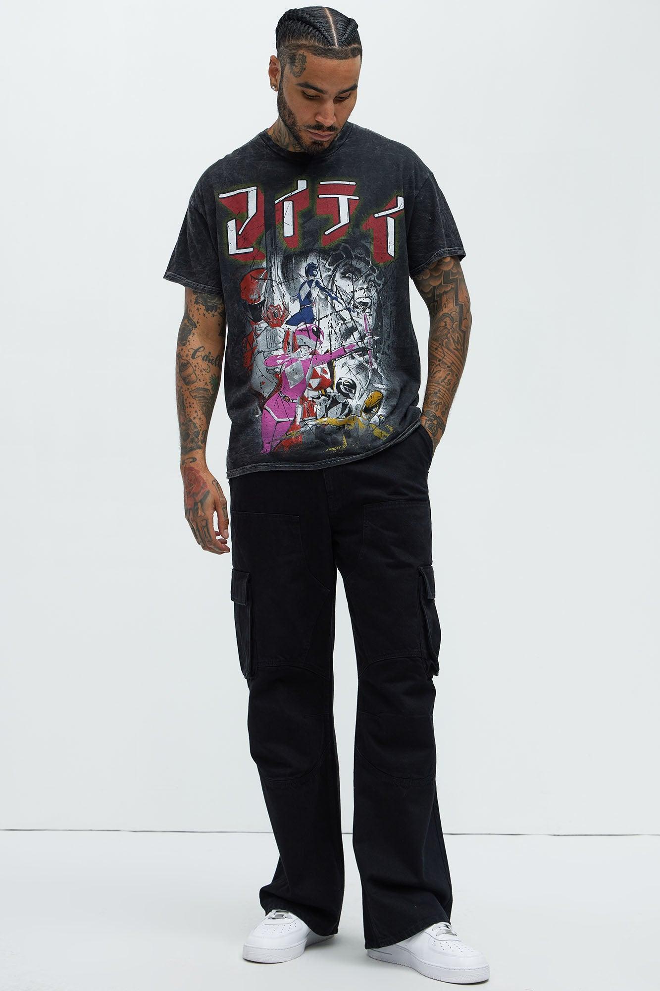 Power Rangers Kanji Short Sleeve Tee - Grey Mineral Wash Product Image