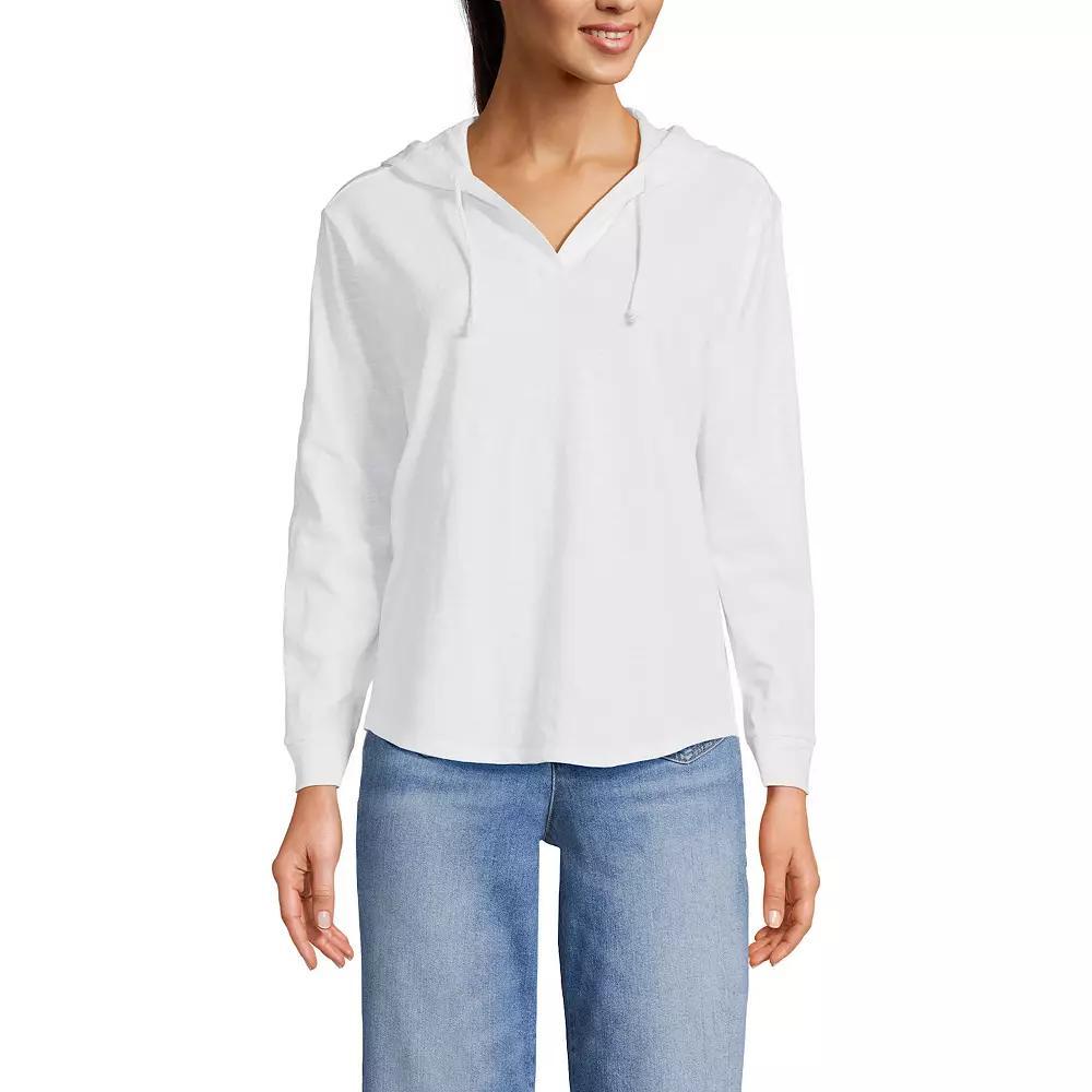Women's Lands' End Slub Popover Hoodie, Size: XL, White Product Image