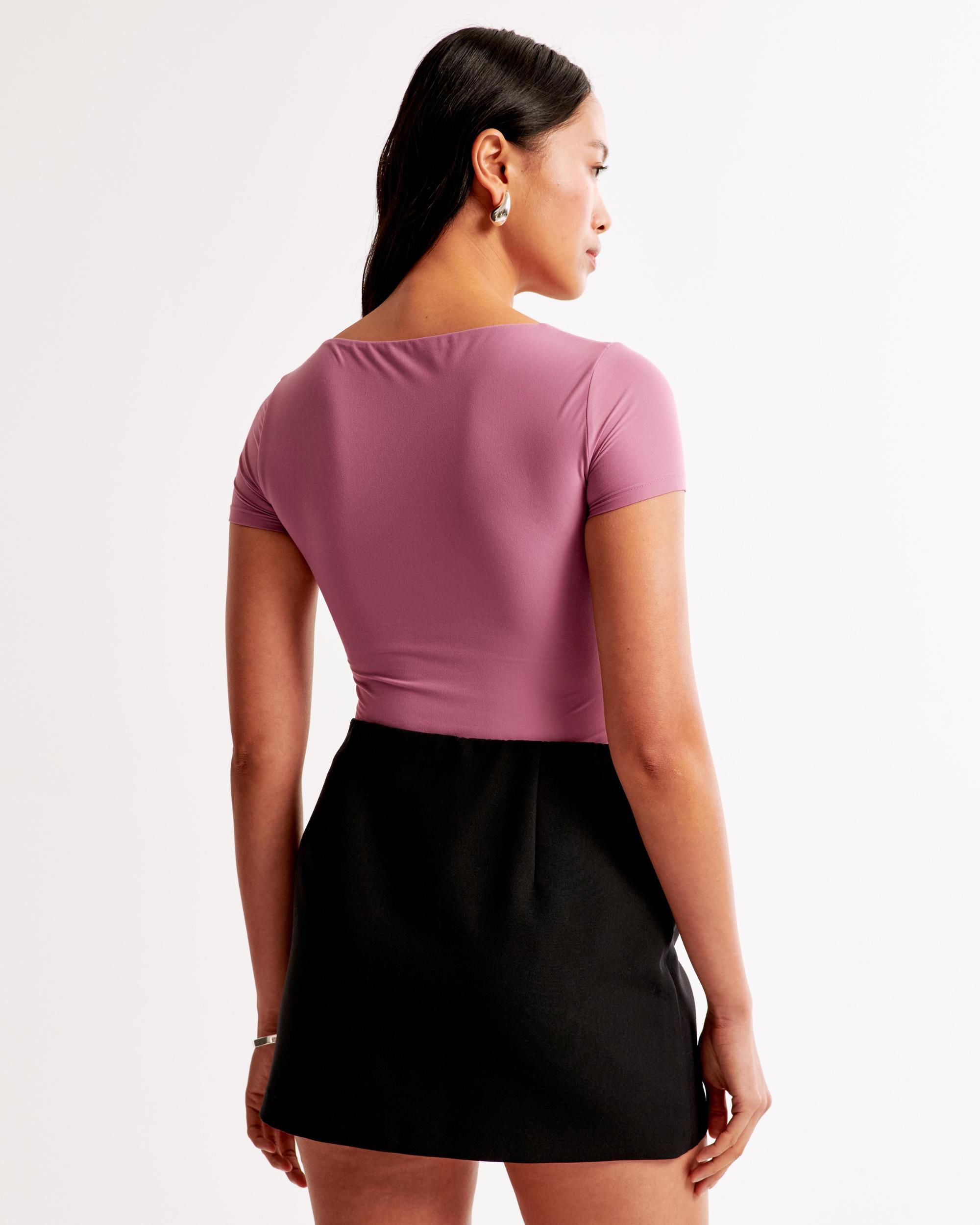 Soft Matte Seamless Short-Sleeve Squareneck Bodysuit Product Image