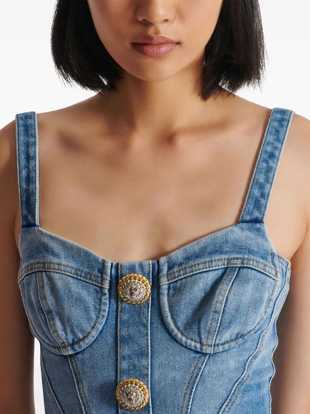 button-embellished denim minidress Product Image