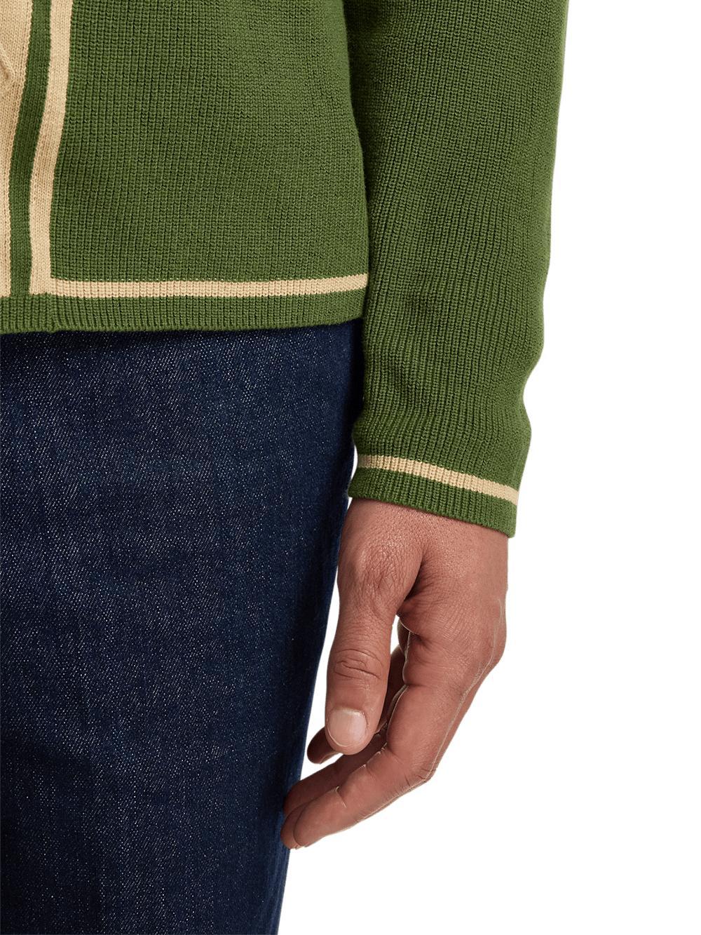 Cotton Button Front Cardigan Sweater - Green Product Image