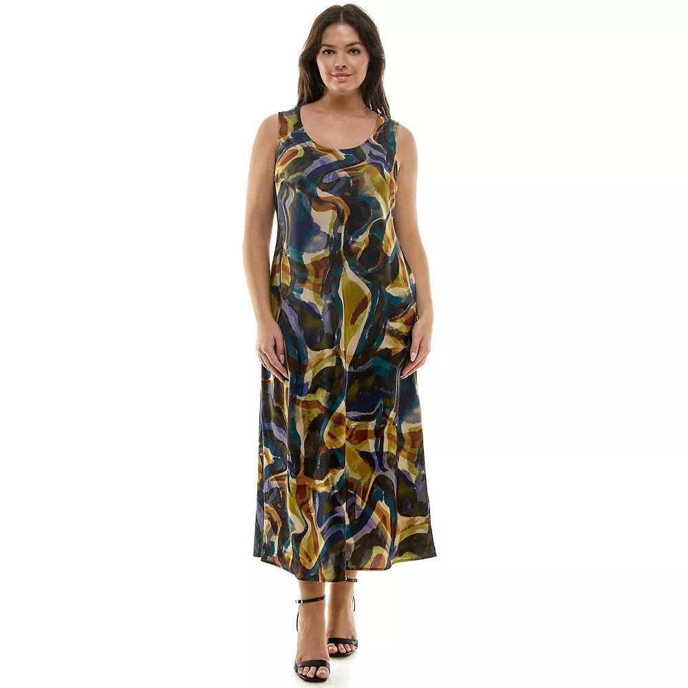 Plus Size Luxology Satin Slip Dress, Women's, Size: 2XL, Purple Olive Brown Product Image