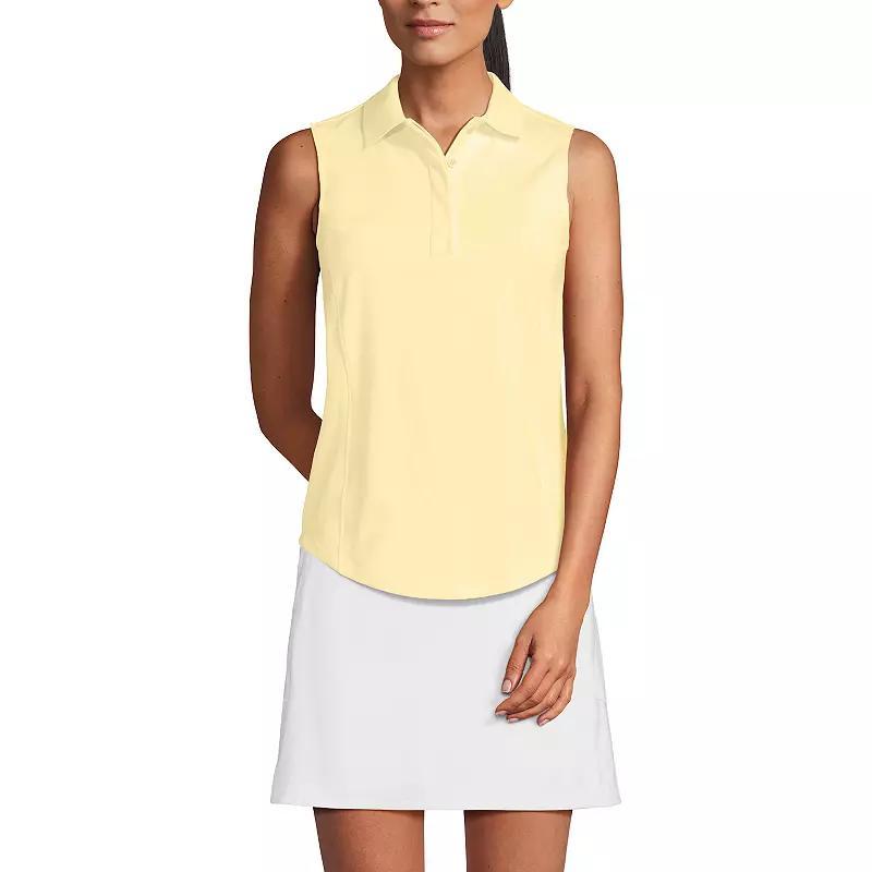 Women's Lands' End High Impact Polo Tank, Size: Medium, Pale Yellow Product Image