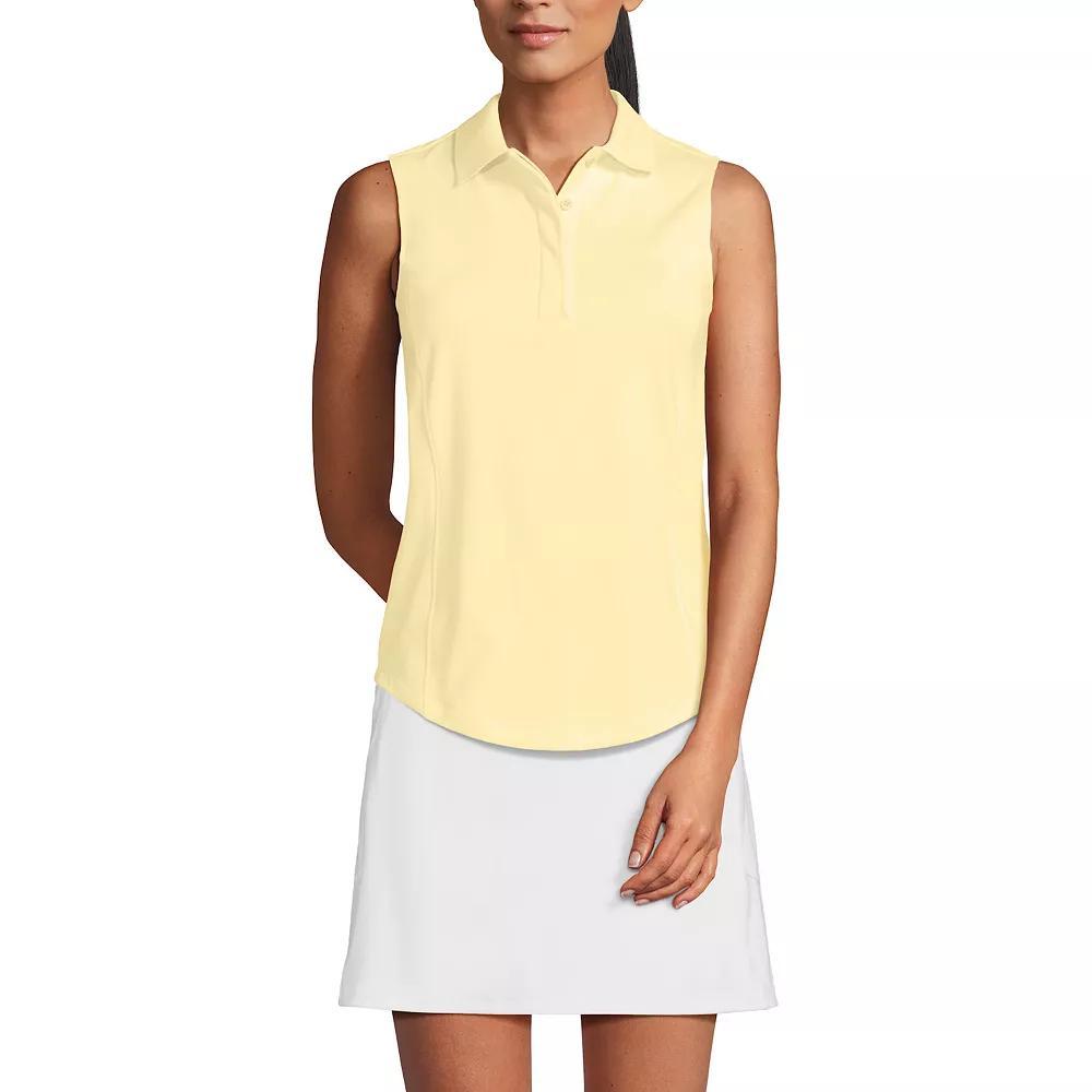 Women's Lands' End High Impact Polo Tank, Size: Medium, Pale Yellow Product Image