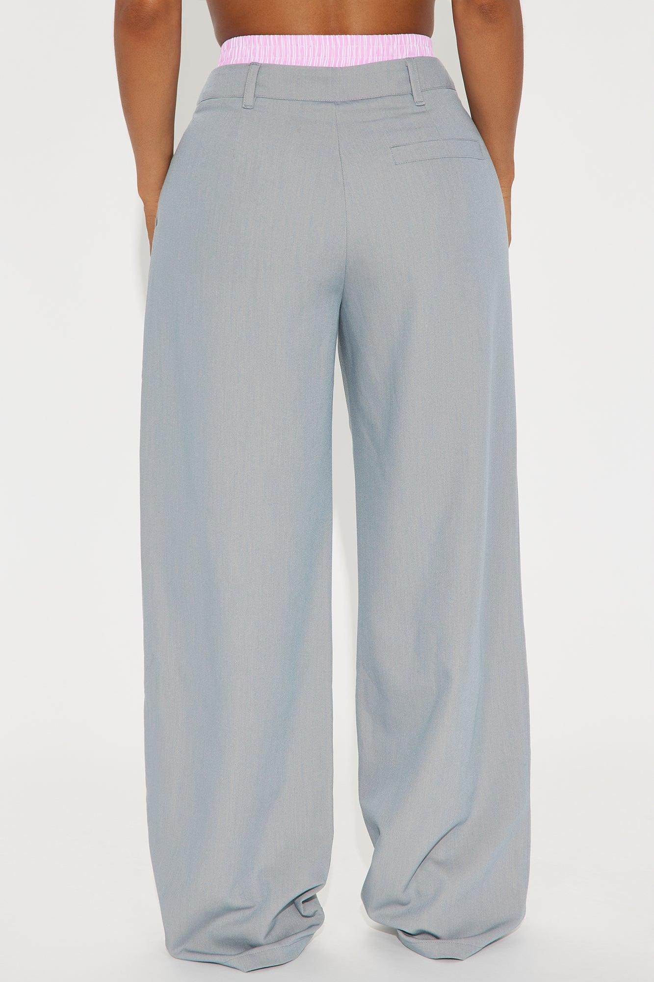 Are You Ready Double Waistband Wide Leg Trouser - Heather Grey Product Image