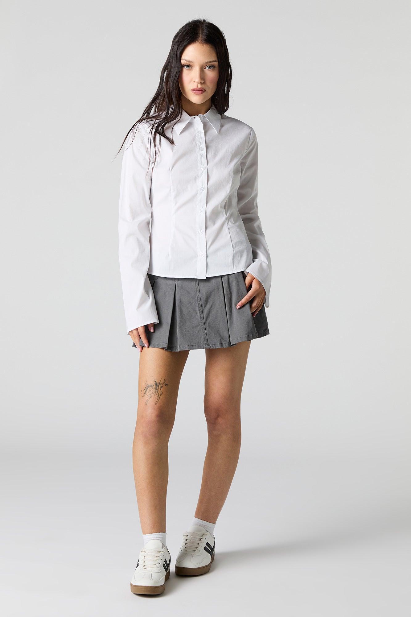 Button-Up Fitted Bell Sleeve Top Female Product Image