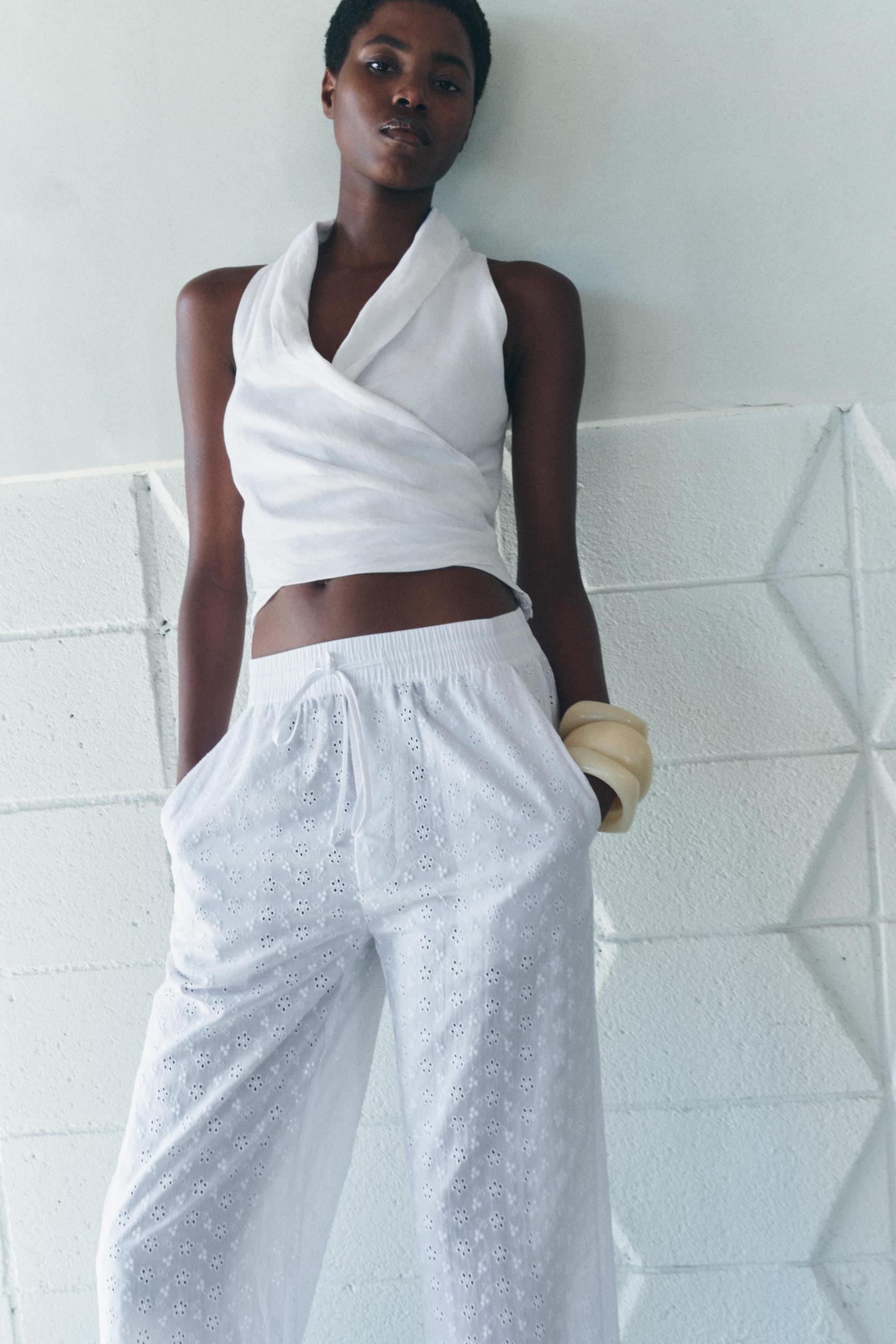 EMBROIDERED EYELET PANTS ZW COLLECTION Product Image