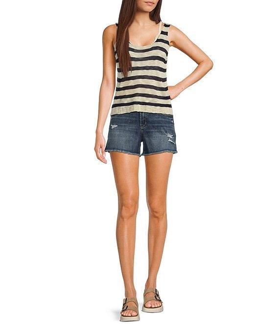 Angie Sleeveless Scoop Neck Striped Knit Tank Top Product Image