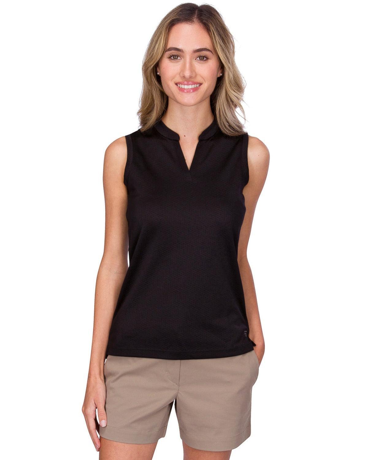 Three Sixty Six Women's Waffle-Textured Collarless Golf Polo Product Image