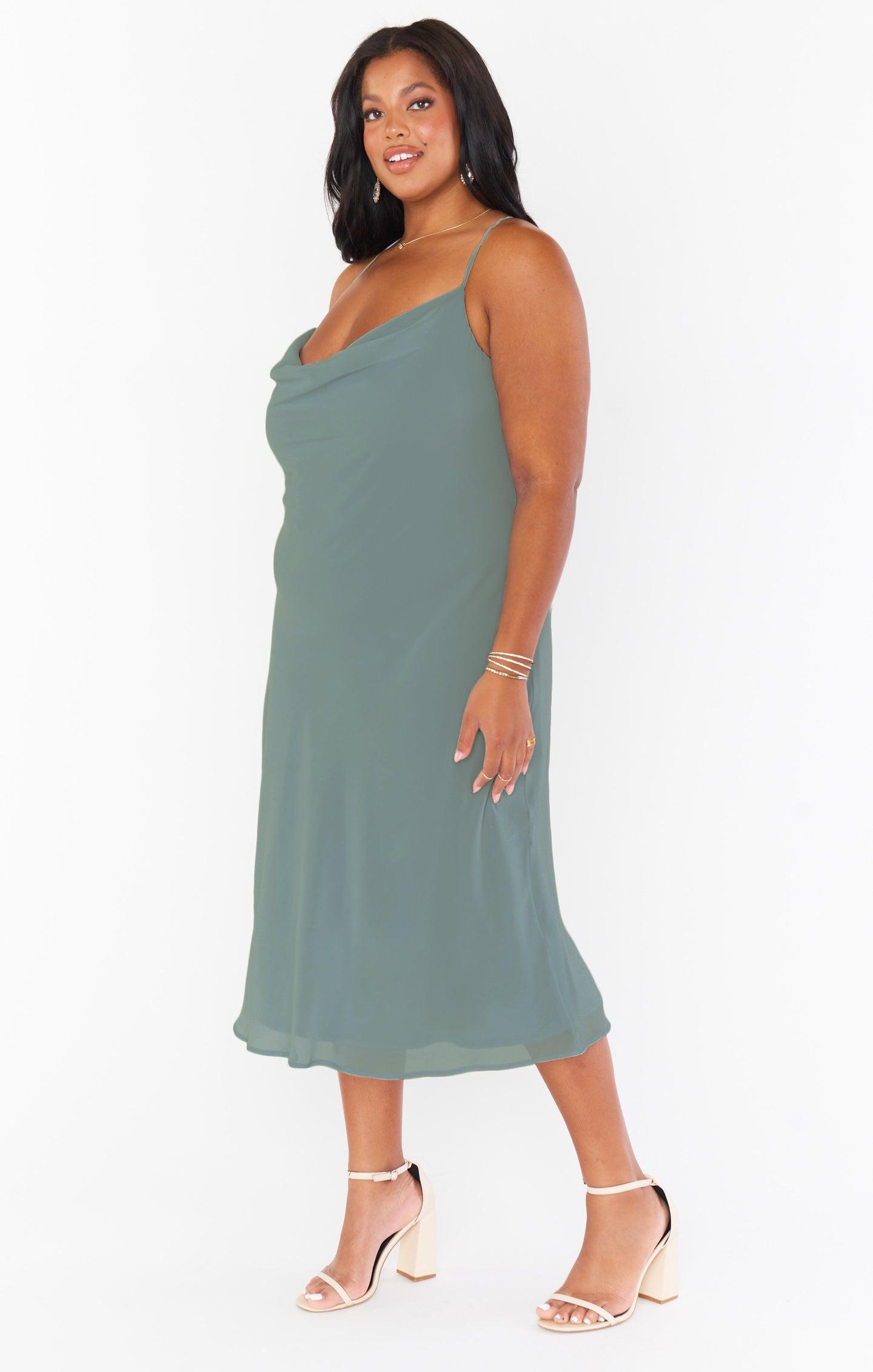 Verona Cowl Dress ~ Deep Sage Chiffon Product Image
