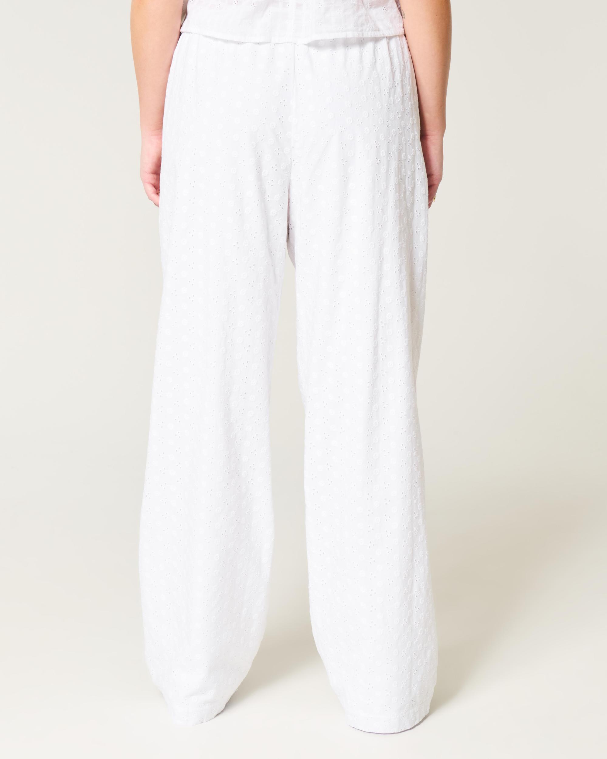 Eyelet Pull-On Baggy Pants Product Image