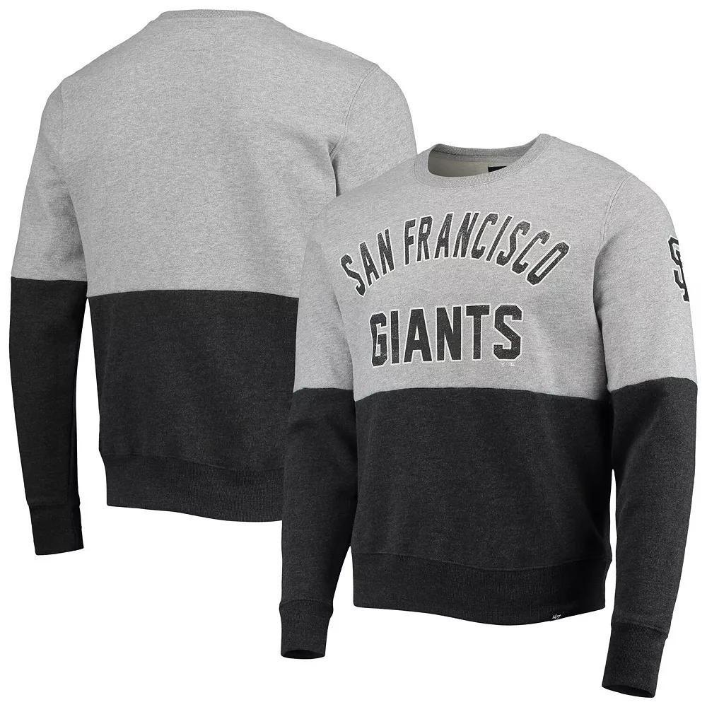 Men's '47 Heathered Gray/Heathered Black San Francisco Giants Two-Toned Team Pullover Sweatshirt, Size: 2XL, Grey Product Image