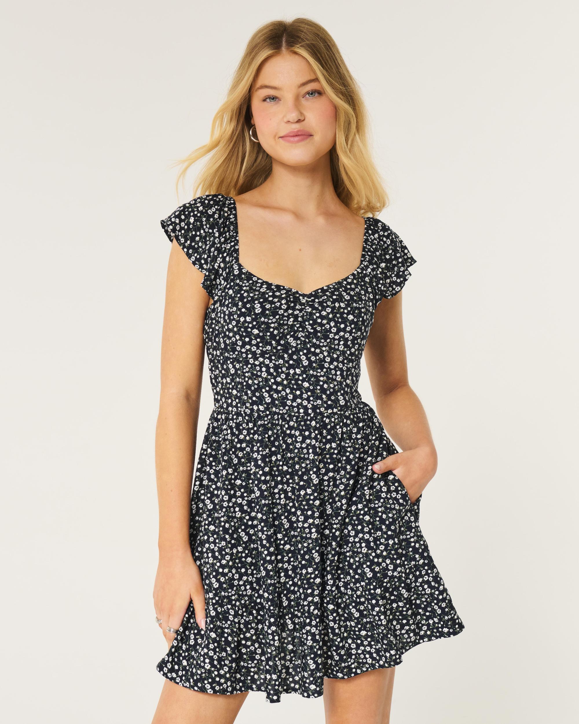 Short-Sleeve Cinch Bust Skort Dress Product Image