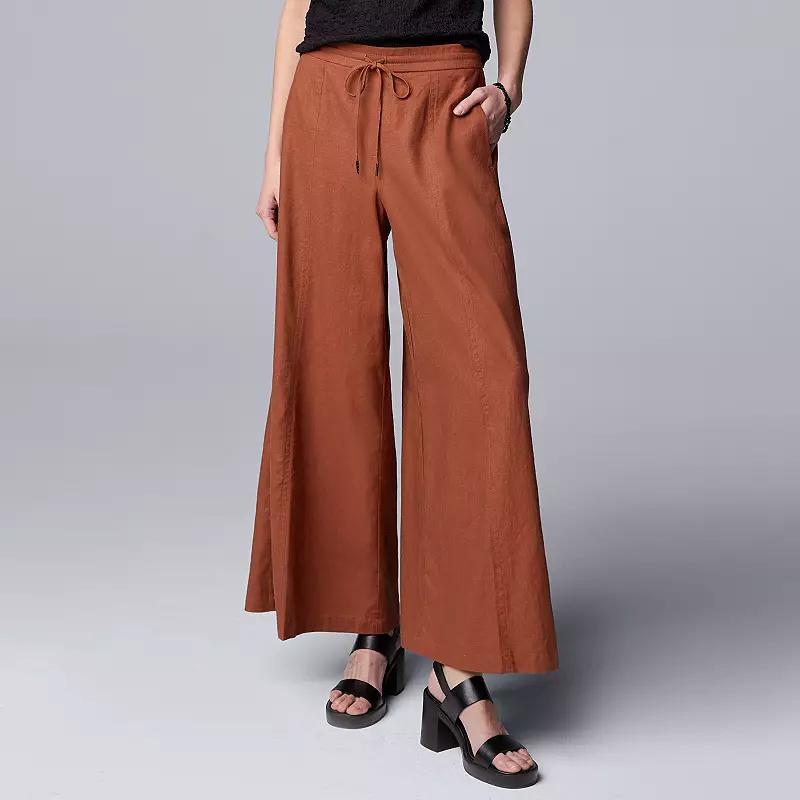 Women's Simply Vera Vera Wang Linen Blend Wide Leg Pants, Size: Large, Sweet Pecans Product Image