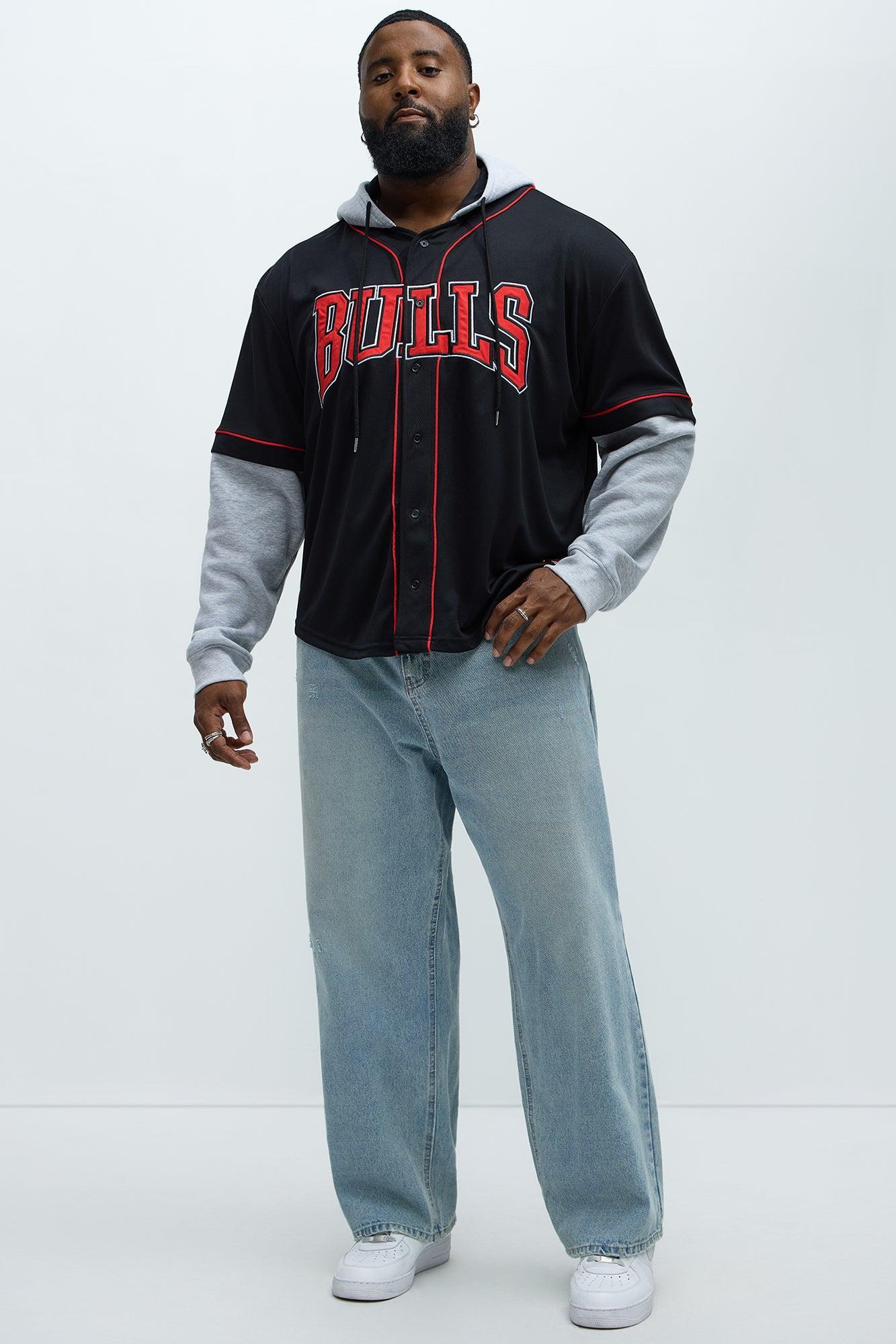 Bulls Clean Up Button Hoodie - Black Product Image