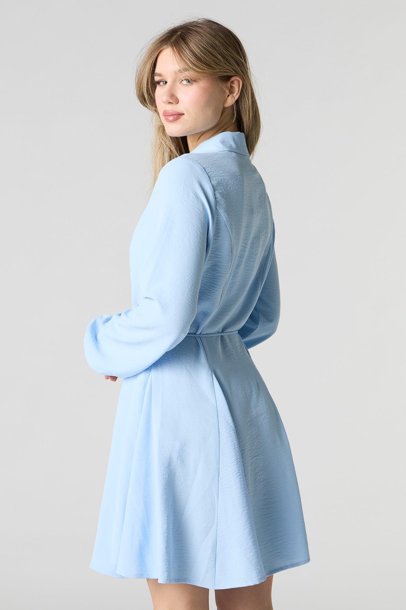 Button-Up Long Sleeve Mini Dress Female Product Image