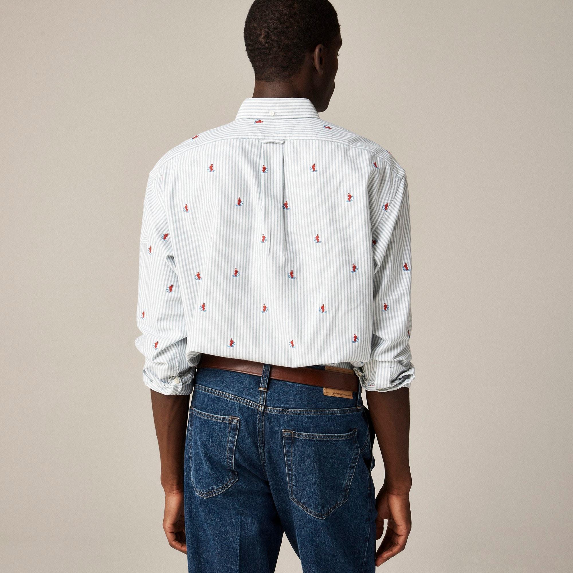 Giant-fit oxford shirt with skier embroidery Product Image
