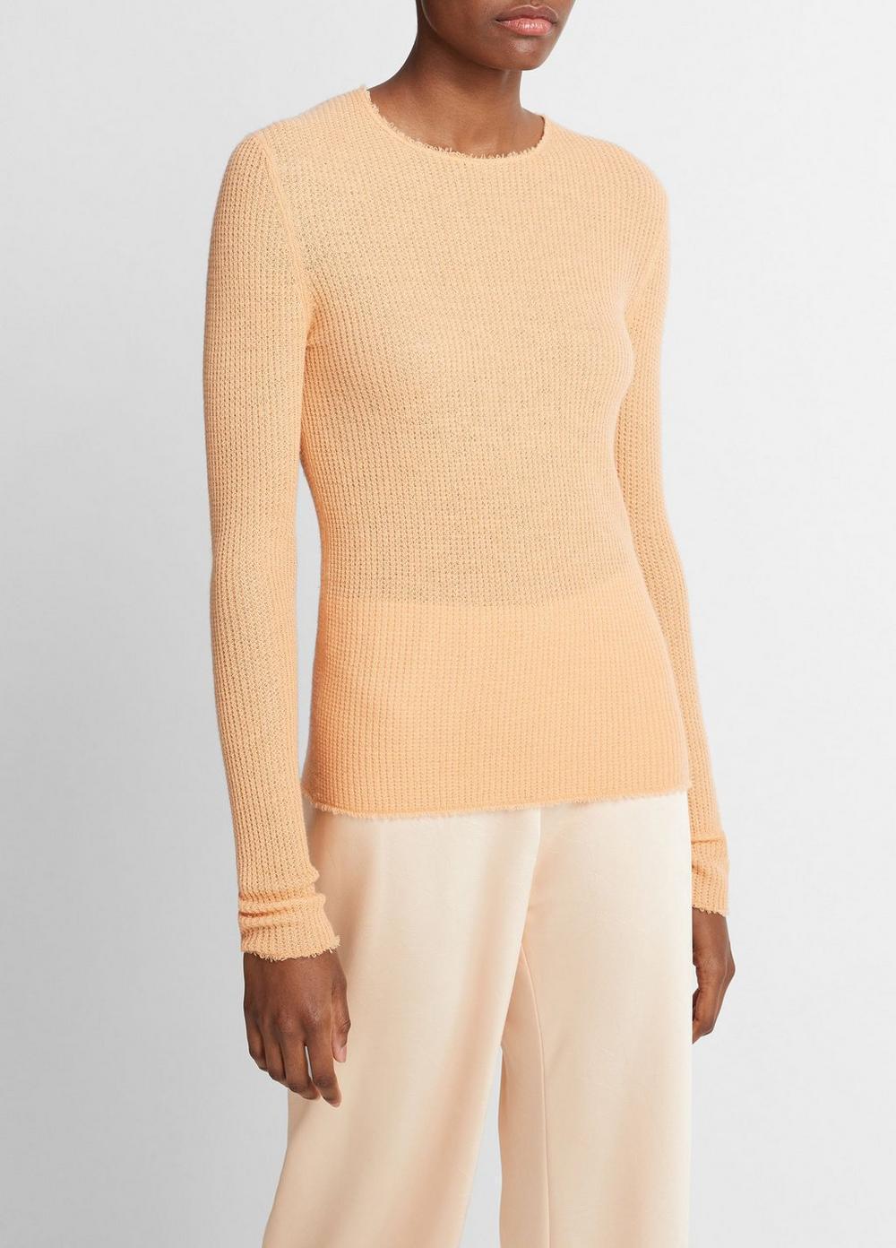 Womens Waffle-stitched Cashmere-Silk Sweater, Cantaloupe, Size XS Vince Product Image